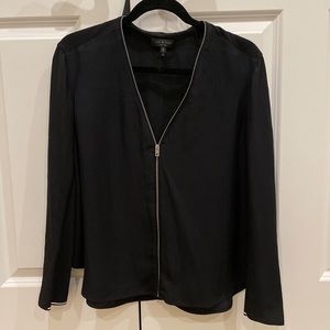 Rag & Bone black v-neck zipper detail top
